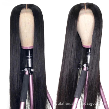 Wholesale 150 Density 4*4 Lace Closure Human Hair Wigs Straight Brazilian Virgin Hair Transparent Lace Closure Human Hair Wigs